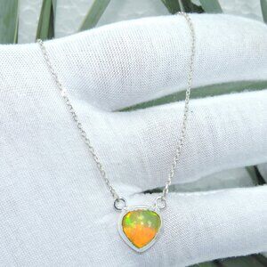 Opal Gemstone Silver Chain Pendant Necklace, Luxury Necklace Giits